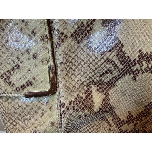 Michael Kors Tan Brown Python Pattern Leather Large Purse Bag - Picture 7 of 9